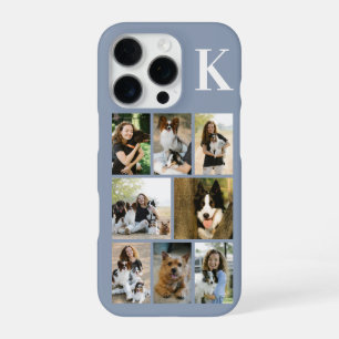 Modern 8 Pet Photo Dusty Blue iPhone 16 Pro Case