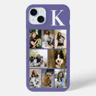 Modern 8 Pet Photo Purple iPhone 15 Mini Case