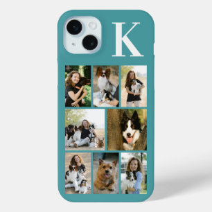 Modern 8 Pet Photo Teal iPhone 15 Mini Case