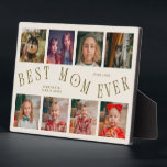 Modern 8 Photo Collage Best Mom Ever Cream Plaque<br><div class="desc">Modern and minimal mother's day photo keepsake plaque featuring 8 photos with a curvy typography text that says "best mom ever." The color is cream.</div>