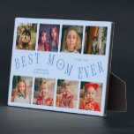 Modern 8 Photo Collage Best Mom Ever Icy Blue Plaque<br><div class="desc">Modern and minimal mother's day photo keepsake plaque featuring 8 photos with a curvy typography text that says "best mom ever." The color is icy blue.</div>