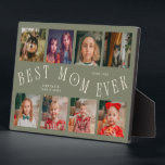 Modern 8 Photo Collage Best Mom Ever Sage Green Plaque<br><div class="desc">Modern and minimal mother's day photo keepsake plaque featuring 8 photos with a curvy typography text that says "best mom ever." The color is sage green.</div>
