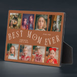Modern 8 Photo Collage Best Mom Ever Terracotta Plaque<br><div class="desc">Modern and minimal mother's day photo keepsake plaque featuring 8 photos with a curvy typography text that says "best mom ever." The color is terracotta.</div>