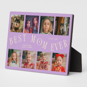Modern 8 Photo Collage Best Mom Ever Wisteria Plaque