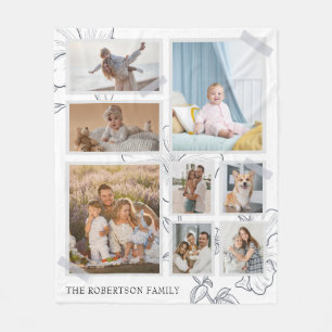Modern 8 Photo Collage Family Fleece Blanket