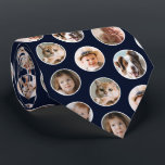Modern 8-Photo Collage Neck Tie<br><div class="desc">Add a personal touch to your wardrobe with this custom photo necktie, featuring a stylish dark navy blue background with a pattern of circular frames showcasing 8 of your favourite pictures. Whether it's cherished family moments, adorable pets, or meaningful photos, this unique tie transforms memories into a stylish and sentimental...</div>