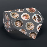 Modern 8-Photo Collage Neck Tie<br><div class="desc">Add a personal touch to your wardrobe with this custom photo necktie, featuring a stylish grey background with a pattern of circular frames showcasing 8 of your favourite pictures. Whether it's cherished family moments, adorable pets, or meaningful photos, this unique tie transforms memories into a stylish and sentimental accessory. Perfect...</div>