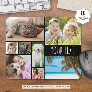 Modern 8 Photo Collage Personalised Custom Mouse Mat