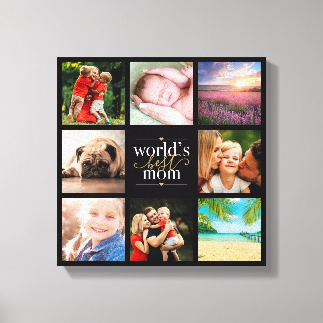 Modern 8 Photo Collage Worlds Best Mum Canvas Print (Front)