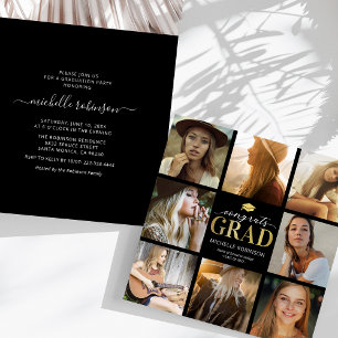 Modern 8 Photo Graduation Party Invitation