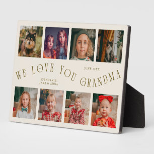 Modern 8 Photo Grid Love You Grandma Cream Plaque