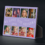 Modern 8 Photo Grid Love You Grandma Lilac Plaque<br><div class="desc">Modern and minimal keepsake photo plaque to gift it to a grandmother featuring 8 photos with a curvy typography text that says "we love you grandma." The color is lilac.</div>