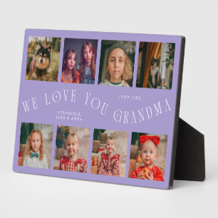 Modern 8 Photo Grid Love You Grandma Lilac Plaque
