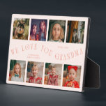 Modern 8 Photo Grid Love You Grandma Peach Plaque<br><div class="desc">Modern and minimal keepsake photo plaque to gift it to a grandmother featuring 8 photos with a curvy typography text that says "we love you grandma." The color is peach.</div>