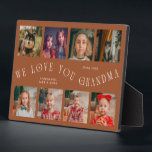 Modern 8 Photo Grid Love You Grandma Terracotta Plaque<br><div class="desc">Modern and minimal keepsake photo plaque to gift it to a grandmother featuring 8 photos with a curvy typography text that says "we love you grandma." The color is terracotta.</div>