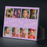 Modern 8 Photo Grid Love You Grandma Wisteria Plaque<br><div class="desc">Modern and minimal keepsake photo plaque to gift it to a grandmother featuring 8 photos with a curvy typography text that says "we love you grandma." The color is wisteria and lemon yellow.</div>