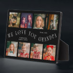 Modern 8 Photo Grid Love You Grandpa Black Plaque<br><div class="desc">Modern and minimal keepsake photo plaque to gift it to a grandfather featuring 8 photos with a curvy typography text that says "we love you grandpa." The color is black.</div>