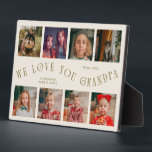 Modern 8 Photo Grid Love You Grandpa Cream Plaque<br><div class="desc">Modern and minimal keepsake photo plaque to gift it to a grandfather featuring 8 photos with a curvy typography text that says "we love you grandpa." The color is cream.</div>