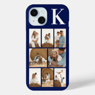 Modern 8 Photo Navy Blue iPhone 15 Case