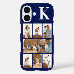 Modern 8 Photo Navy Blue iPhone 16 Case