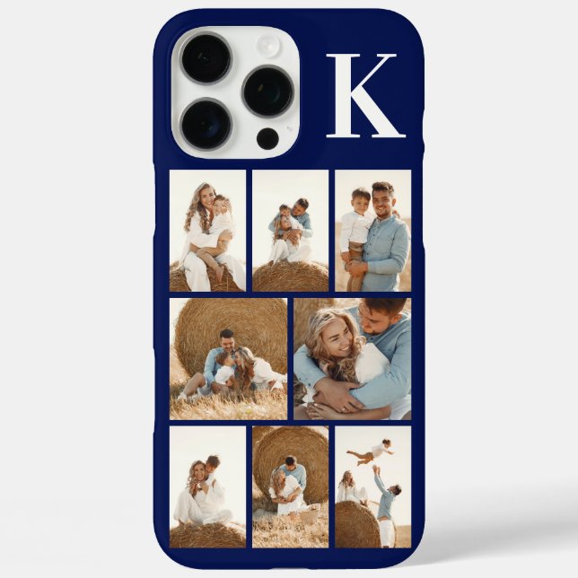 Modern 8 Photo Navy Blue Case-Mate iPhone Case (Back)