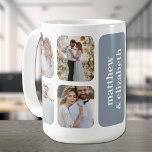 Modern 8 Photo Wedding Coffee Mug<br><div class="desc">Your favourite 8 wedding photos and your personalisation on dusty blue (or any colour, ) create this keepsake mug for yourself or your parents.</div>
