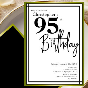 Modern 95th Birthday Invitation Elegant Black Gold