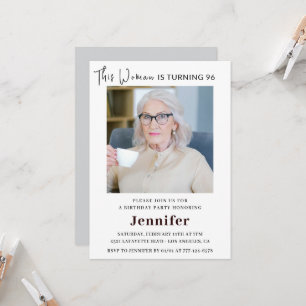Modern 96th birthday invitations for her Photo