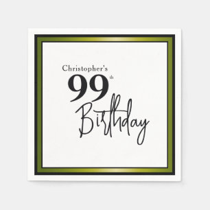 Modern 99th Birthday Napkins Elegant Black Gold