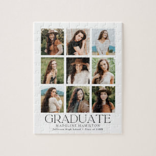 Modern 9 Photo Collage Graduation Jigsaw Puzzle