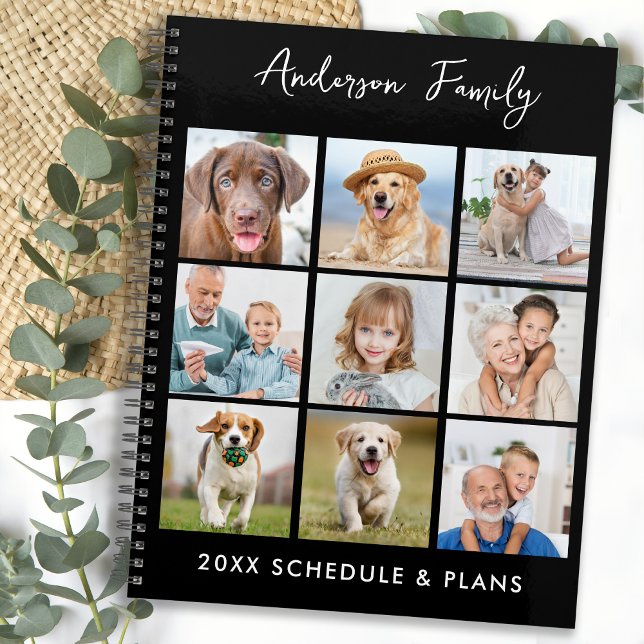 Modern 9 Photo Collage Personalised Monogram 2023 Planner (Creator Uploaded)