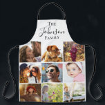 Modern 9 Photo Family Collage | Personalised Apron<br><div class="desc">Personalise your family apron,  featuring a 9 square photo collage grid and the family name in calligraphy script font. Suitable for any family member to wear and makes a unique gift.</div>