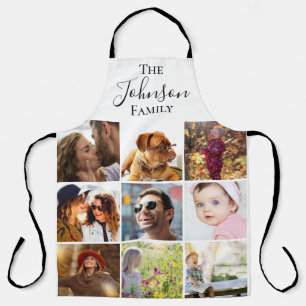 Modern 9 Photo Family Collage   Personalised Apron