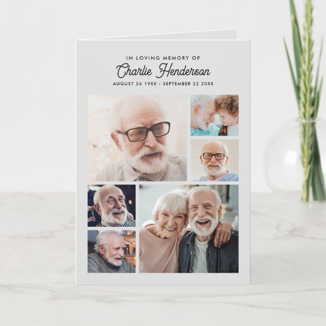 Modern 9-Photo Folded Funeral/Celebration Of Life Programme (Front)