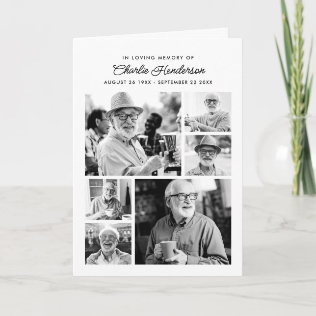 Modern 9-Photo Funeral/Memorial Service Programme (Front)