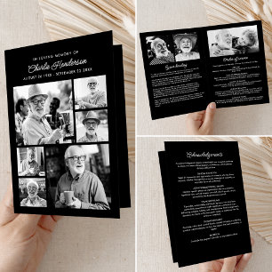 Modern 9-Photo Funeral/Memorial Service Programme