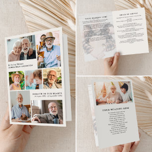 Modern 9-Photo In Loving Memory Folded Funeral Programme