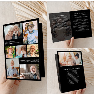 Modern 9-Photo In Loving Memory Folded Funeral Programme