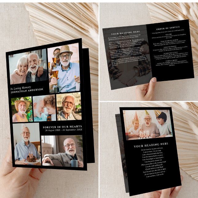 Modern 9-Photo In Loving Memory Folded Funeral Programme (Creator Uploaded)