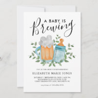 Modern A Baby is Brewing Beer Bottle Baby Shower