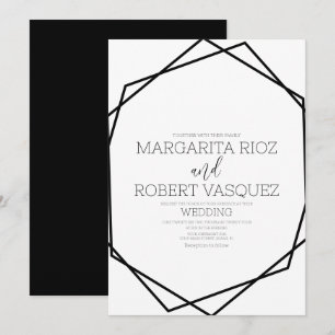 Modern A Geometric Black White Wedding Invitation