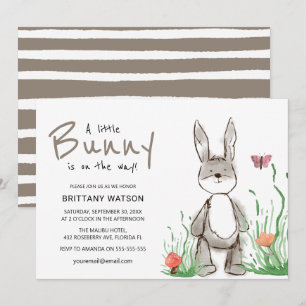 Modern A Little Bunny Is On The Way baby shower Invitation
