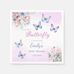 Modern A little Butterfly Floral girl baby shower Napkin