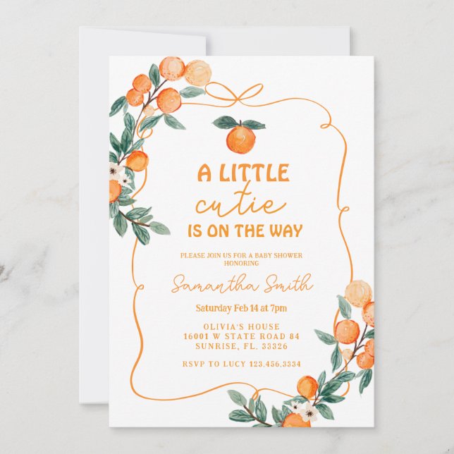 Modern A little cutie baby shower invitation (Front)