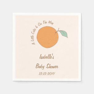 Modern A Little Cutie Orange Baby Shower  Napkin