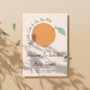 Modern A Little Cutie Orange Baby Shower Welcome Poster