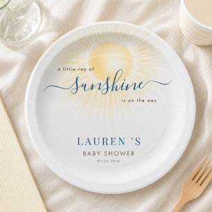 Modern A Little Ray Of Sunshine Baby Shower Party Paper Plate
