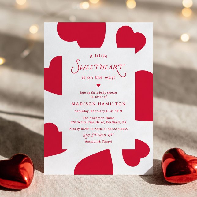 Modern A Little Sweetheart Valentine Baby Shower Invitation (Creator Uploaded)