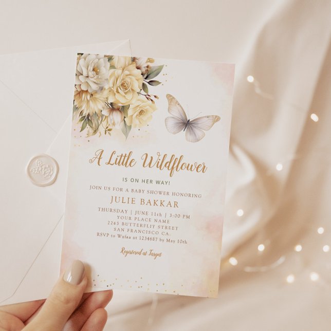 Modern A Little Wildflower Boho Baby Girl Shower  Invitation (Creator Uploaded)