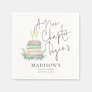 Modern A New Chapter Books Bubbly Bridal Shower Napkin